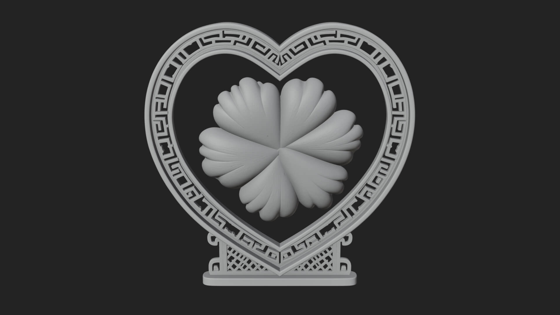 Ornate Framed Heart Plaque Design 68 3D Print Model 3D Model