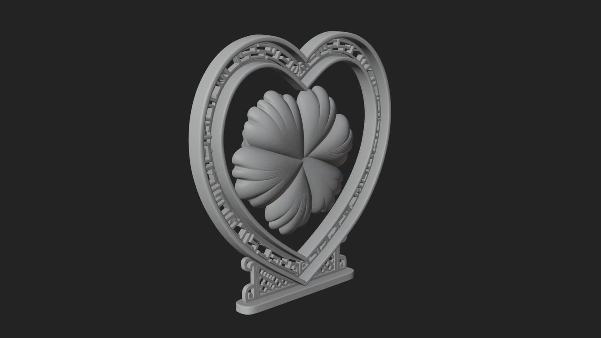 Ornate Framed Heart Plaque Design 68 3D Print Model 3D Model