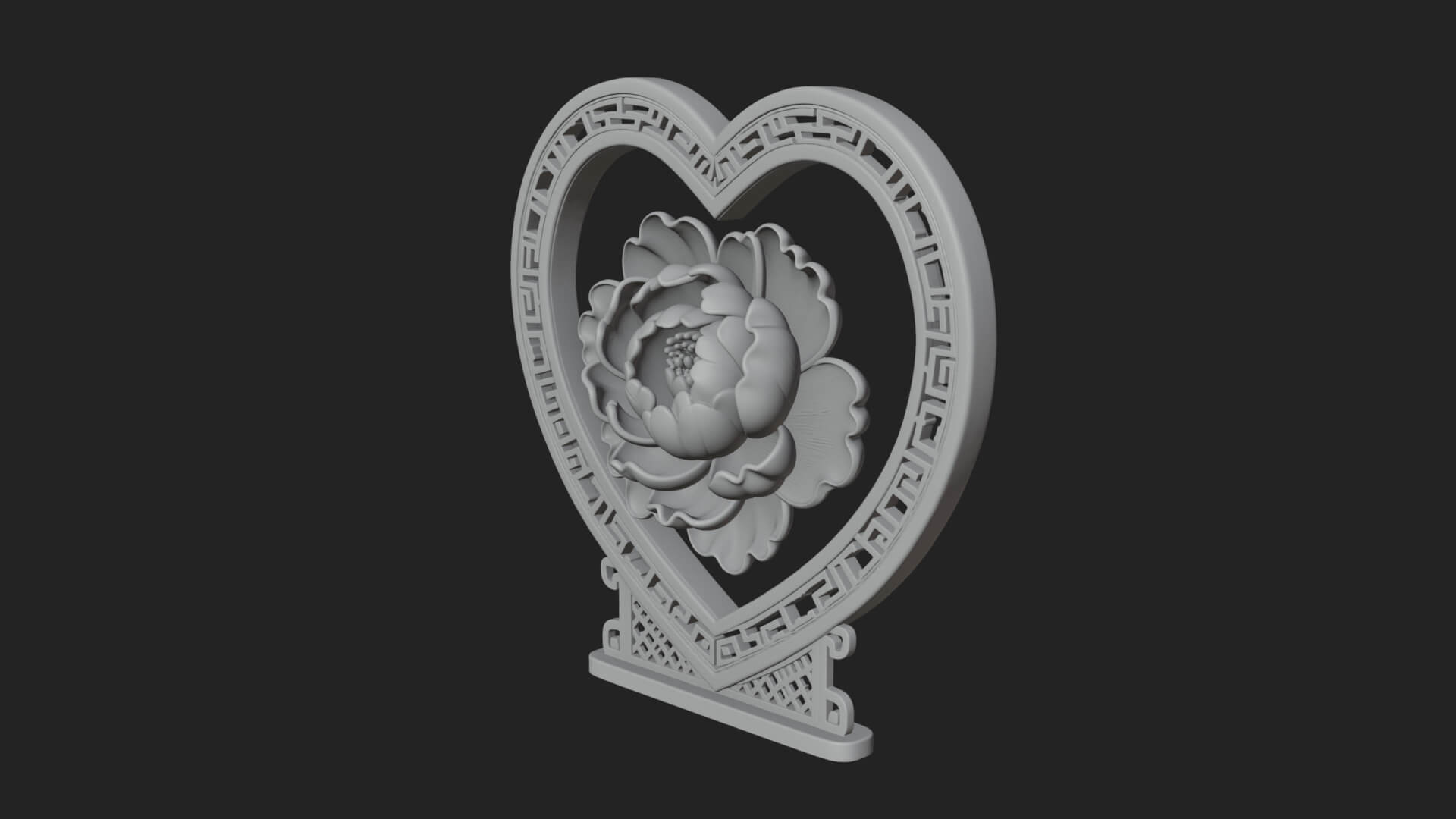 Ornate Framed Heart Plaque Design 68 3D Print Model 3D Model