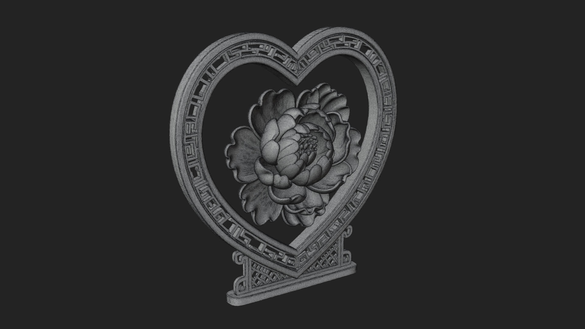 Ornate Framed Heart Plaque Design 68 3D Print Model 3D Model