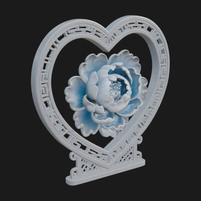 Ornate Framed Heart Plaque Design 68 3D Print Model