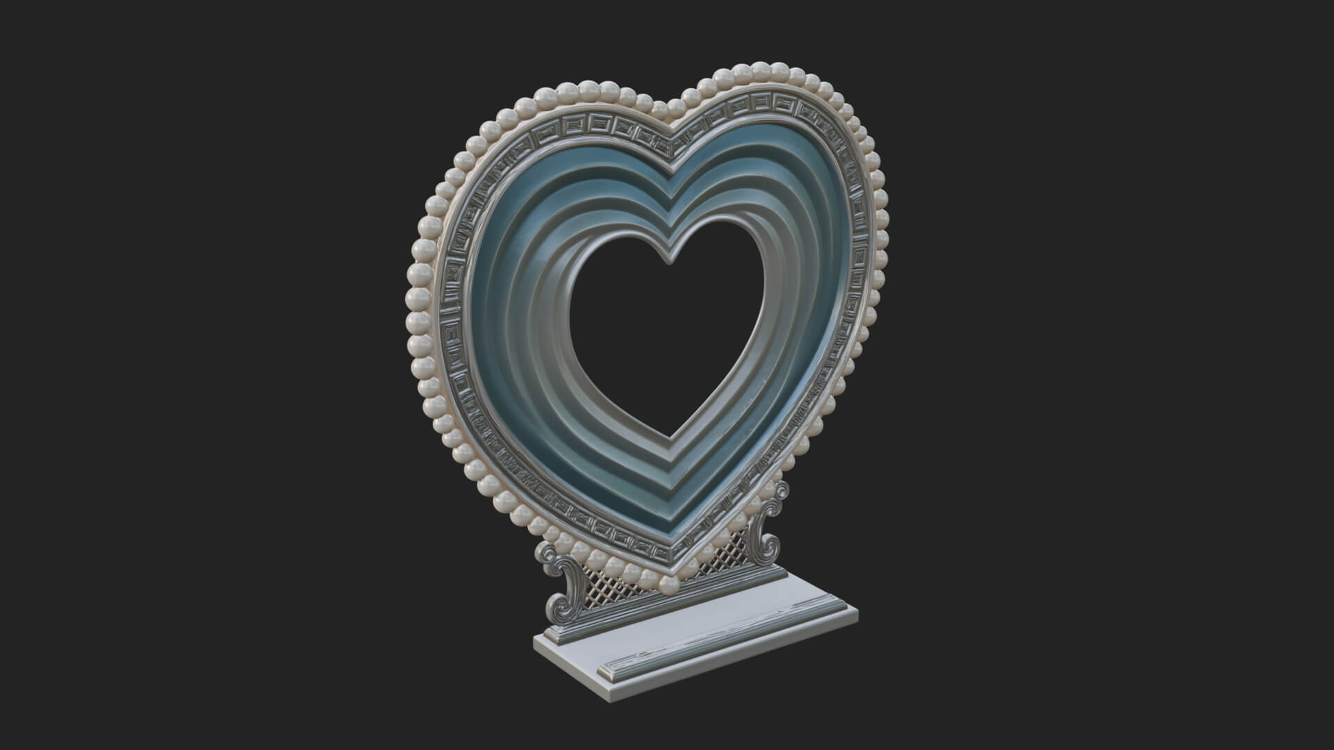 Ornate Framed Heart Plaque Design 69 3D Print Model 3D Model