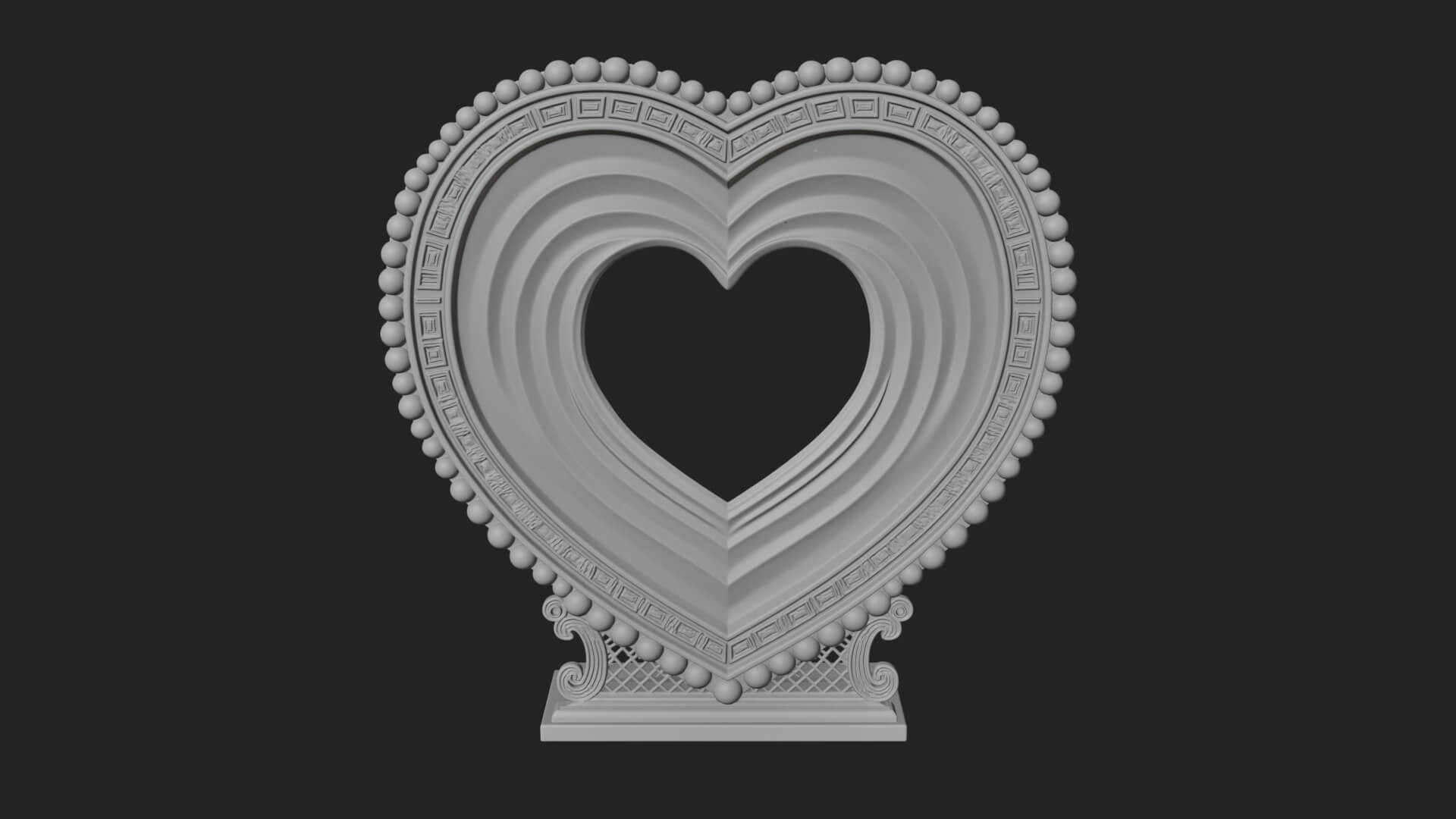 Ornate Framed Heart Plaque Design 69 3D Print Model 3D Model