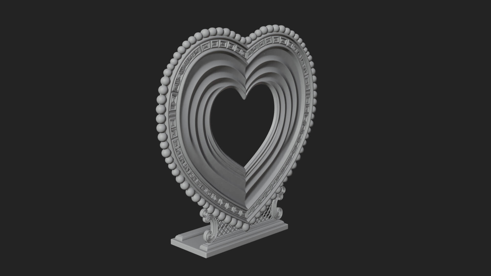 Ornate Framed Heart Plaque Design 69 3D Print Model 3D Model