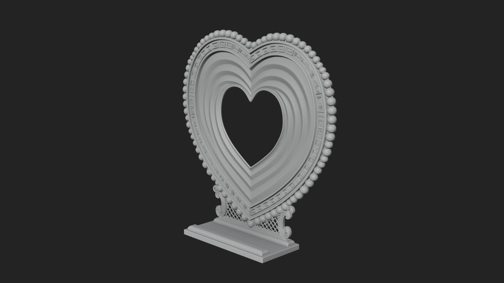 Ornate Framed Heart Plaque Design 69 3D Print Model 3D Model