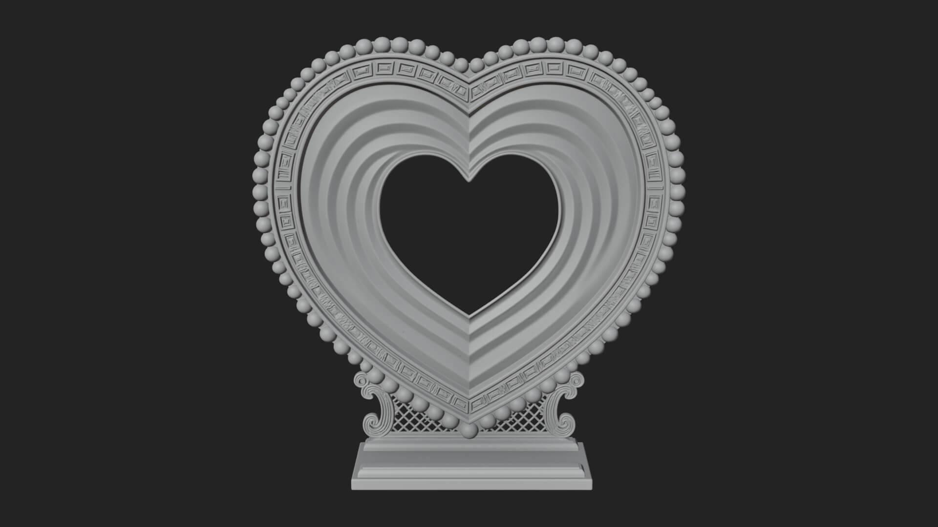 Ornate Framed Heart Plaque Design 69 3D Print Model 3D Model