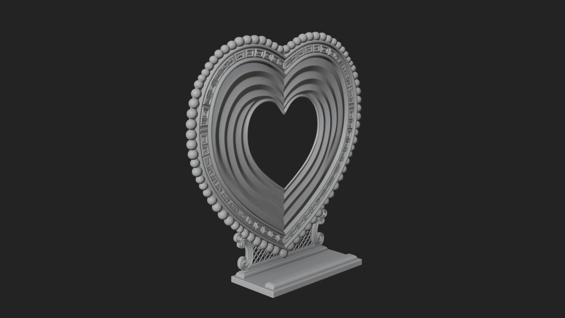 Ornate Framed Heart Plaque Design 69 3D Print Model 3D Model