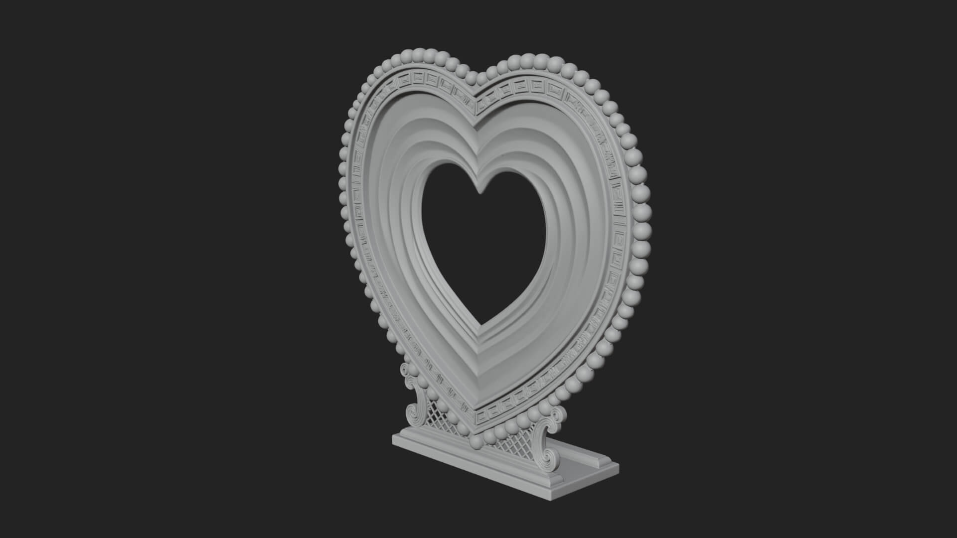 Ornate Framed Heart Plaque Design 69 3D Print Model 3D Model