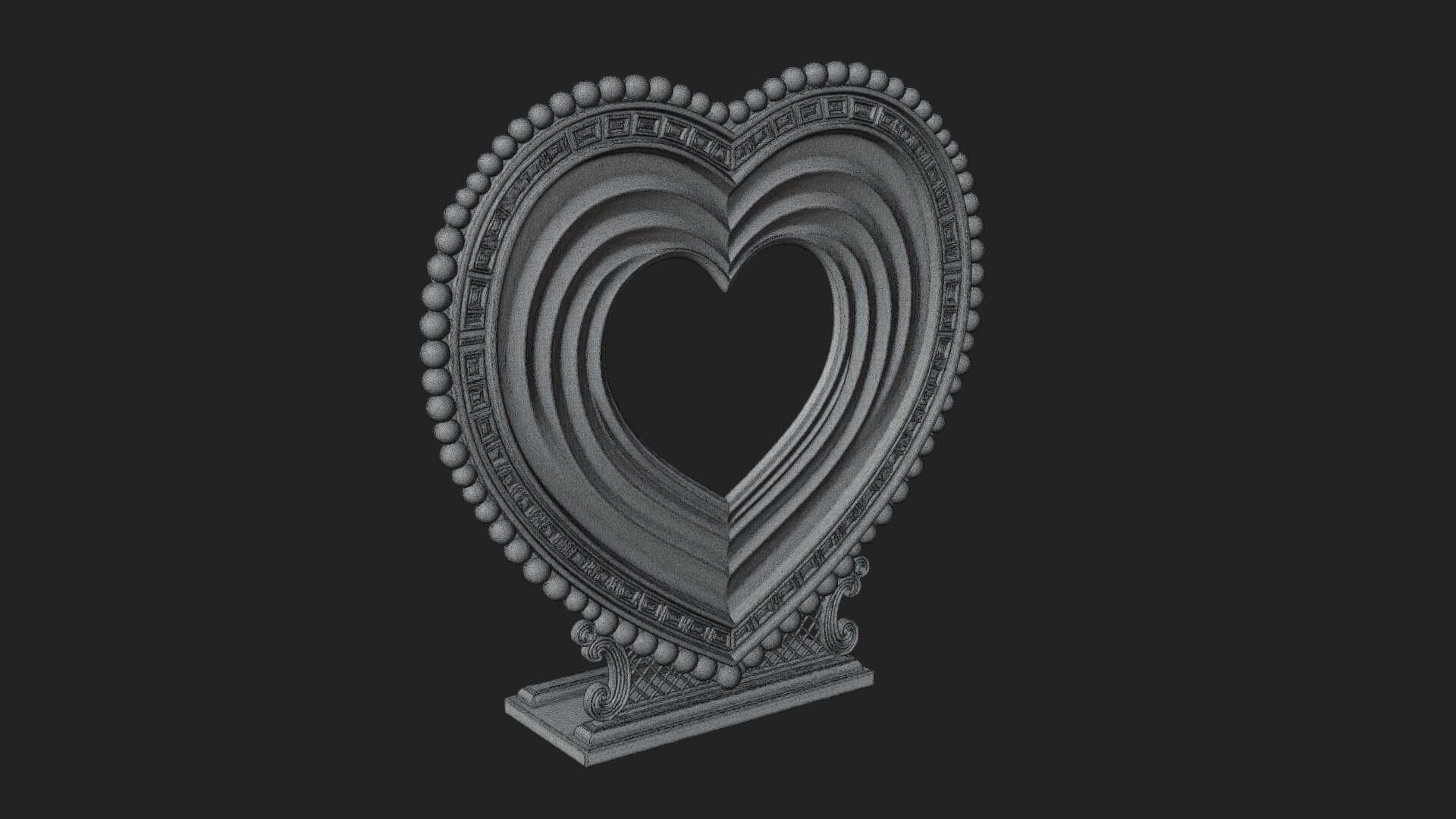 Ornate Framed Heart Plaque Design 69 3D Print Model 3D Model