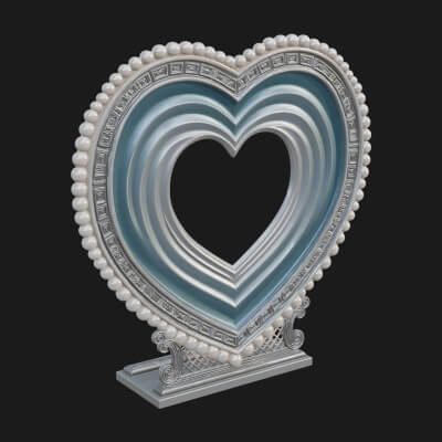 Ornate Framed Heart Plaque Design 69 3D Print Model