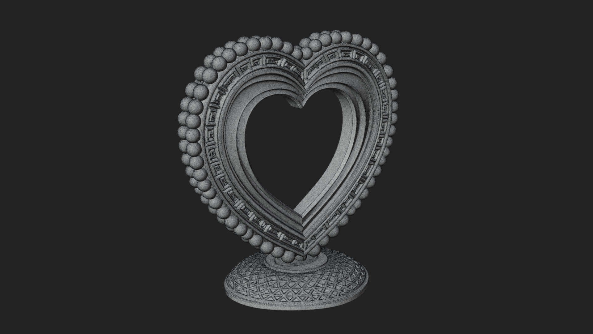 Ornate Framed Heart Plaque Design 70 3D Print Model 3D Model