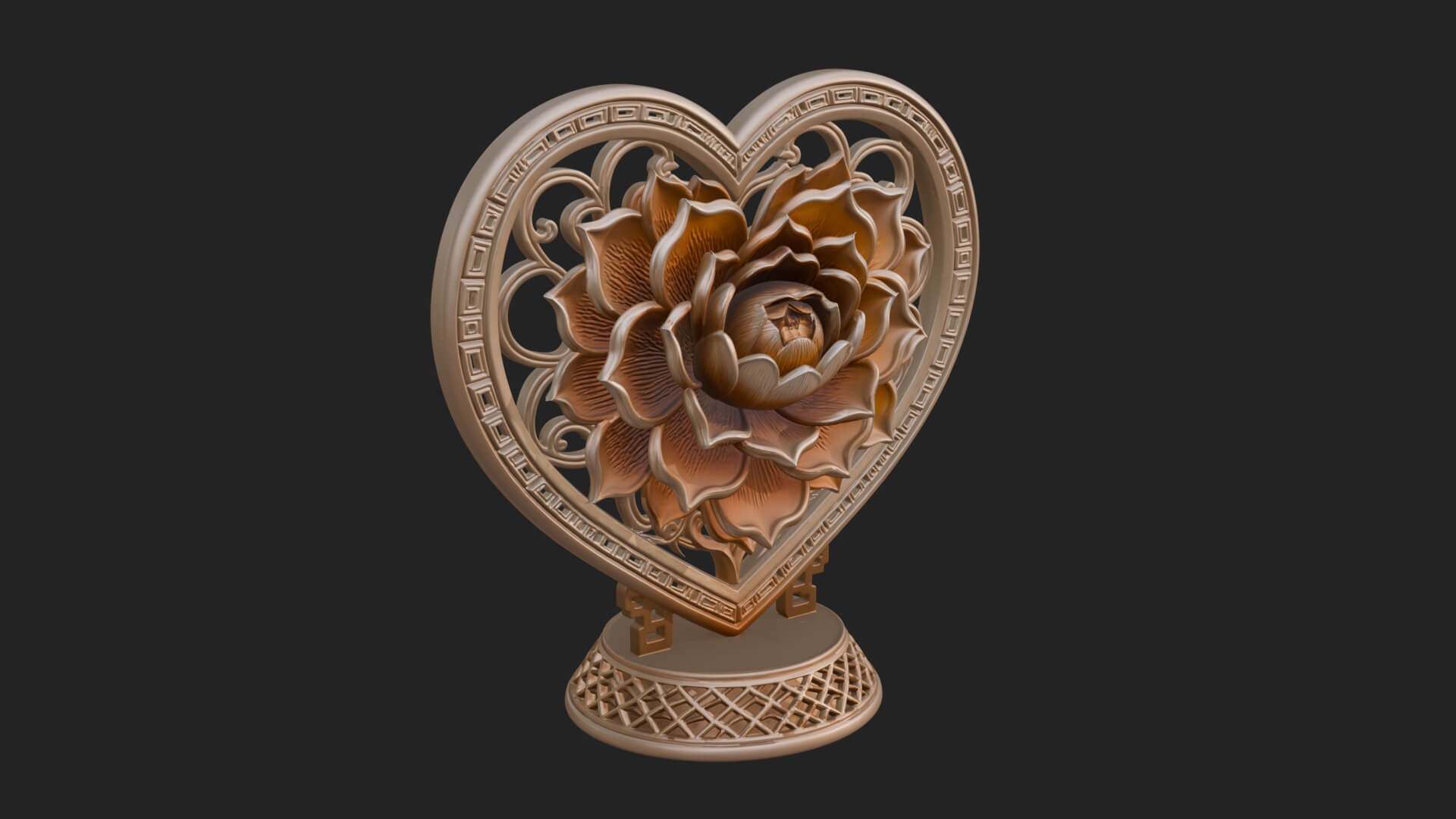 Ornate Framed Heart Plaque Design 72 3D Print Model 3D Model