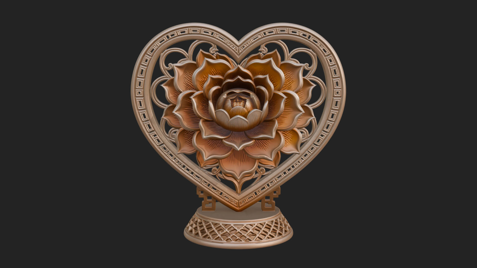 Ornate Framed Heart Plaque Design 72 3D Print Model 3D Model