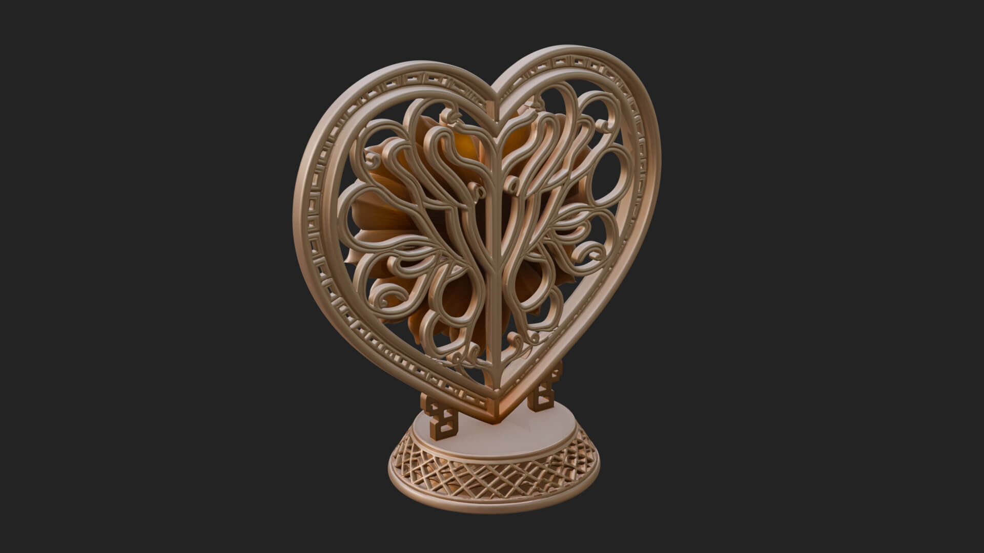 Ornate Framed Heart Plaque Design 72 3D Print Model 3D Model