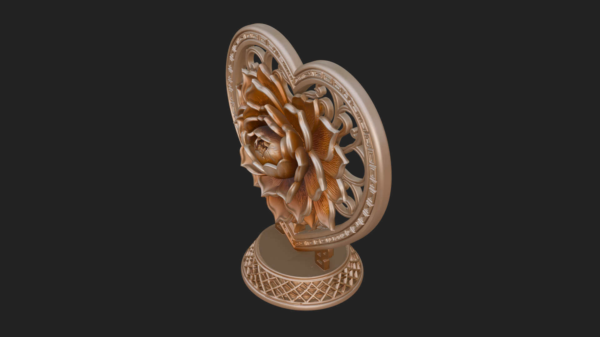 Ornate Framed Heart Plaque Design 72 3D Print Model 3D Model