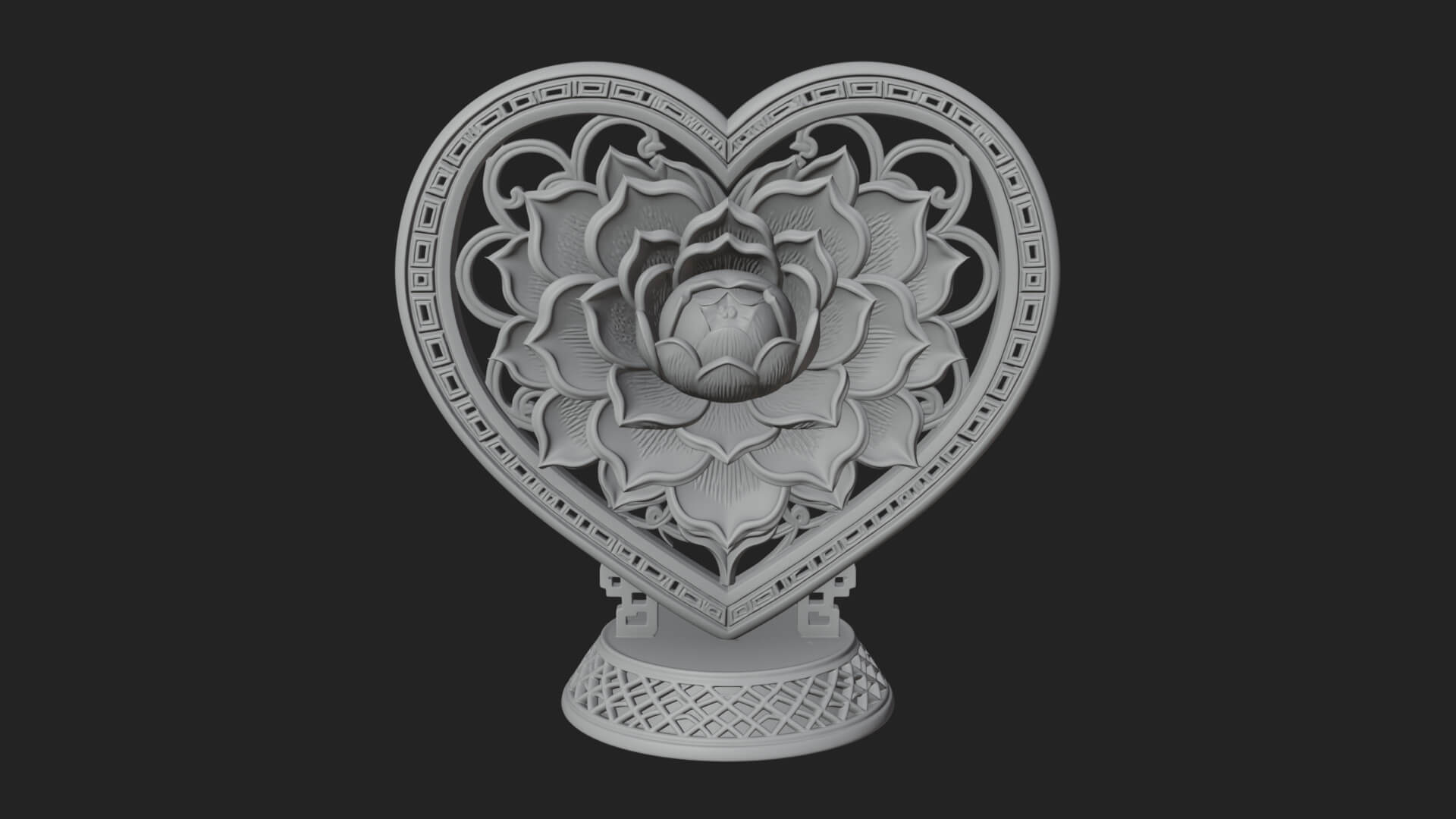 Ornate Framed Heart Plaque Design 72 3D Print Model 3D Model