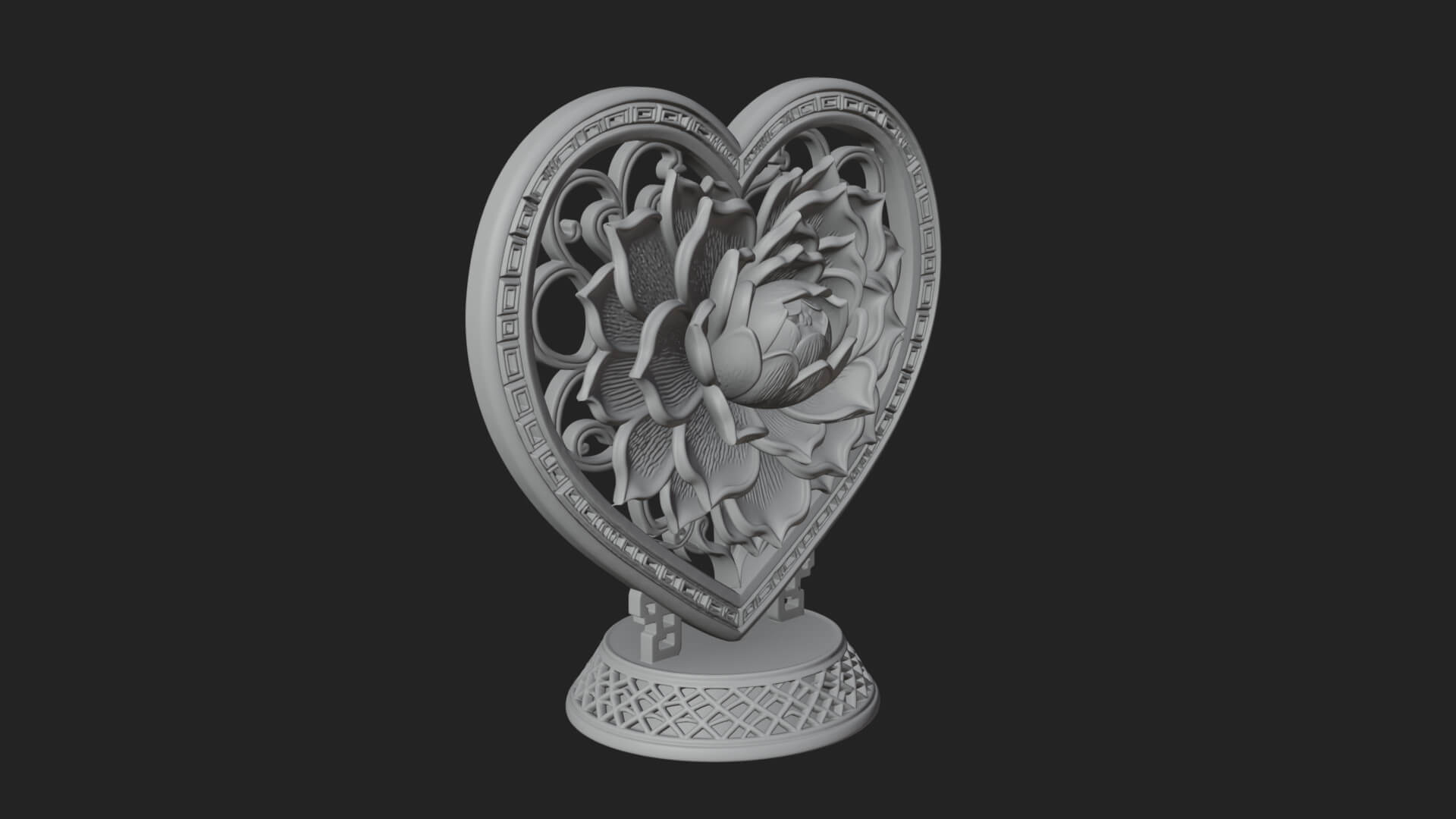 Ornate Framed Heart Plaque Design 72 3D Print Model 3D Model