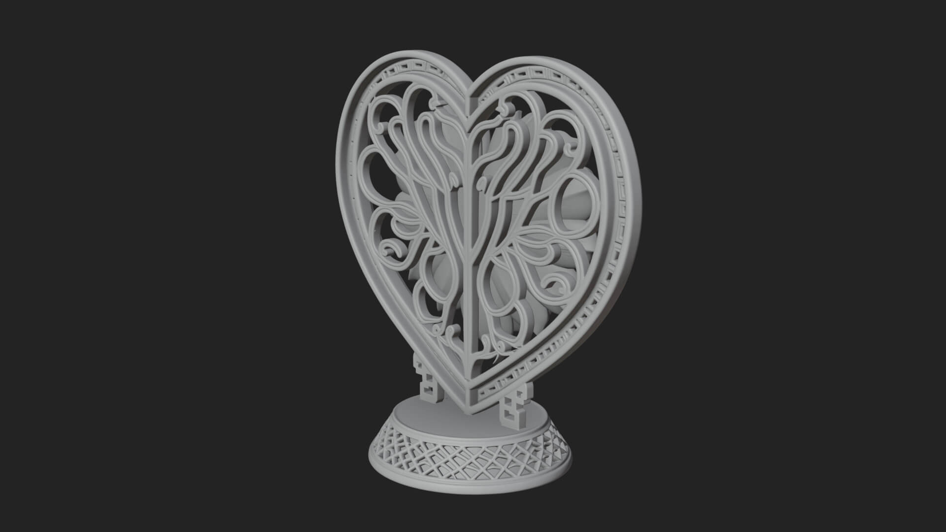 Ornate Framed Heart Plaque Design 72 3D Print Model 3D Model