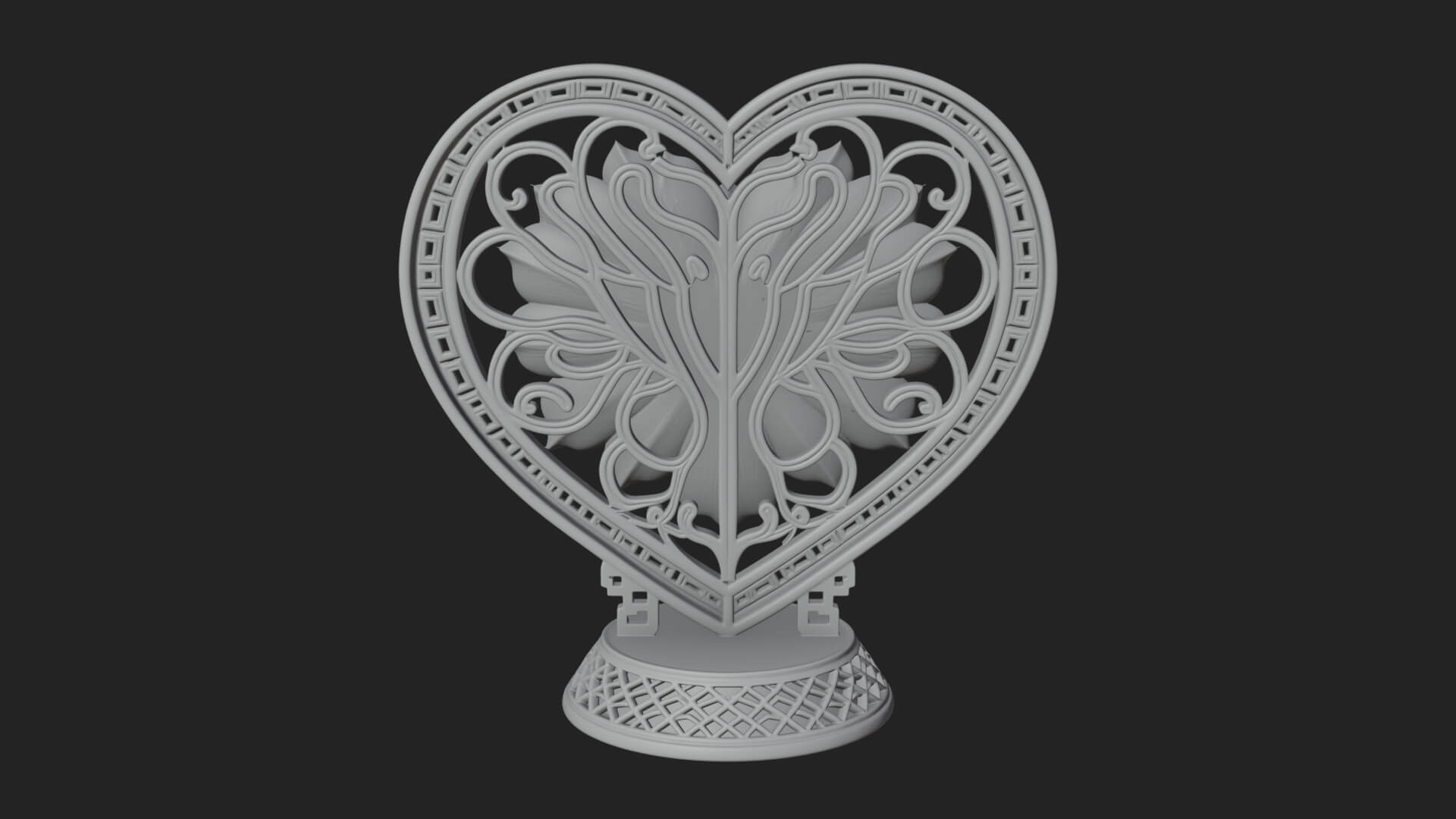 Ornate Framed Heart Plaque Design 72 3D Print Model 3D Model