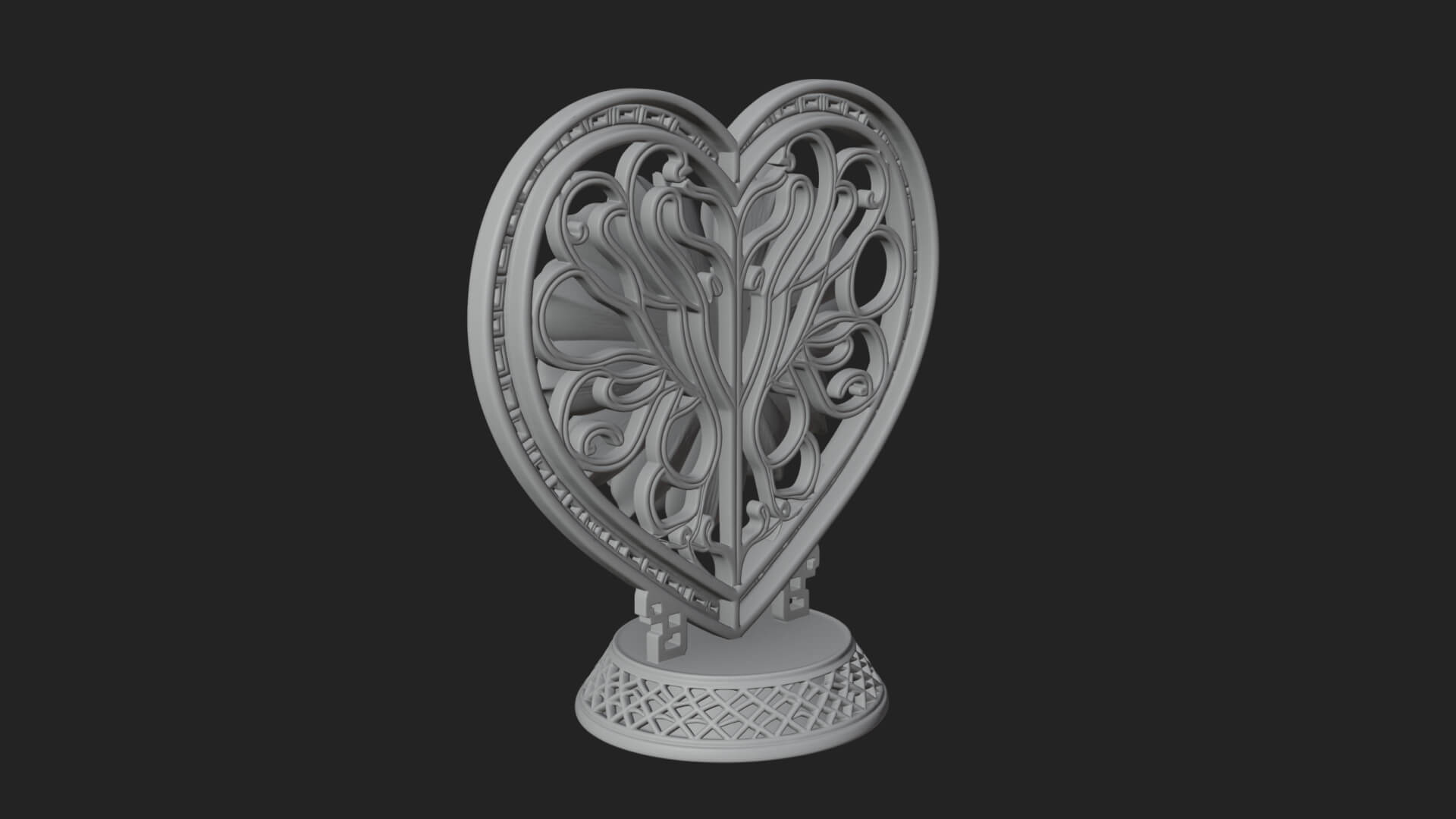Ornate Framed Heart Plaque Design 72 3D Print Model 3D Model