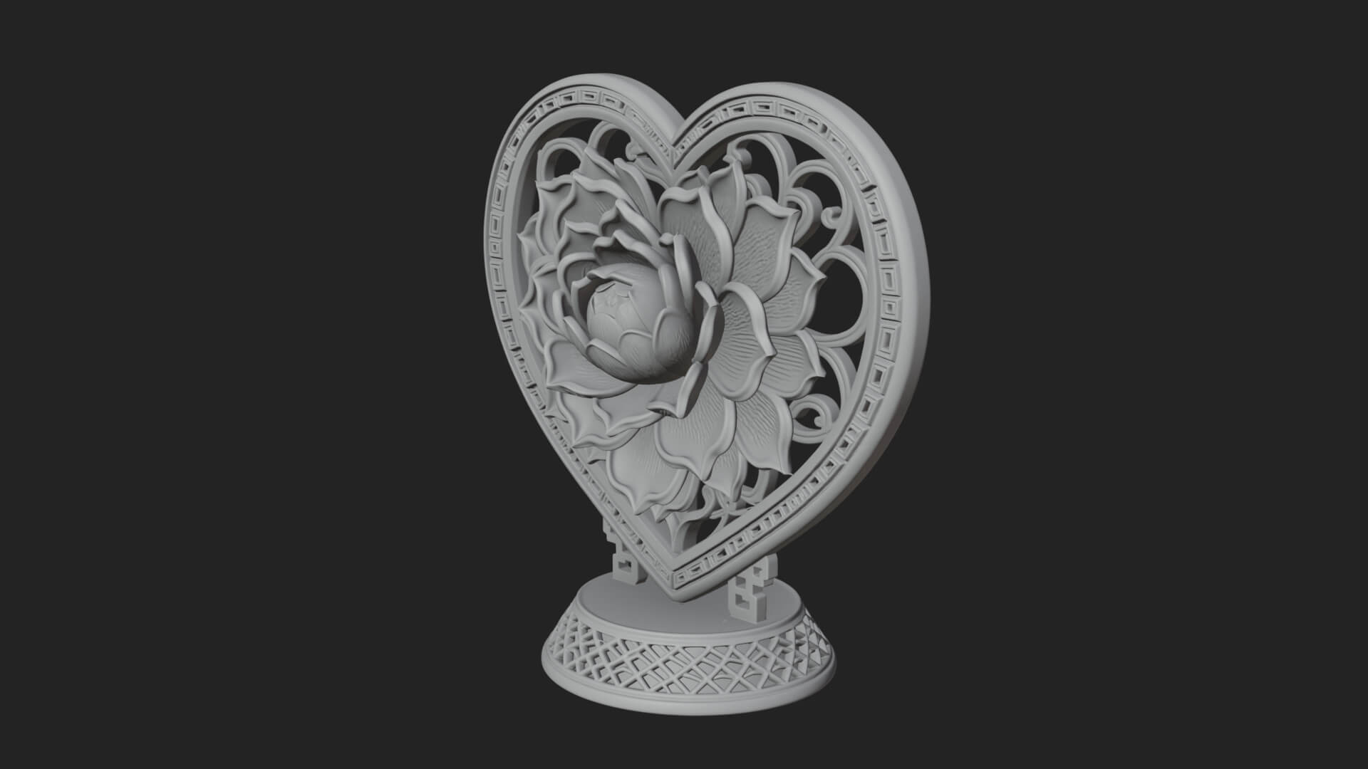 Ornate Framed Heart Plaque Design 72 3D Print Model 3D Model
