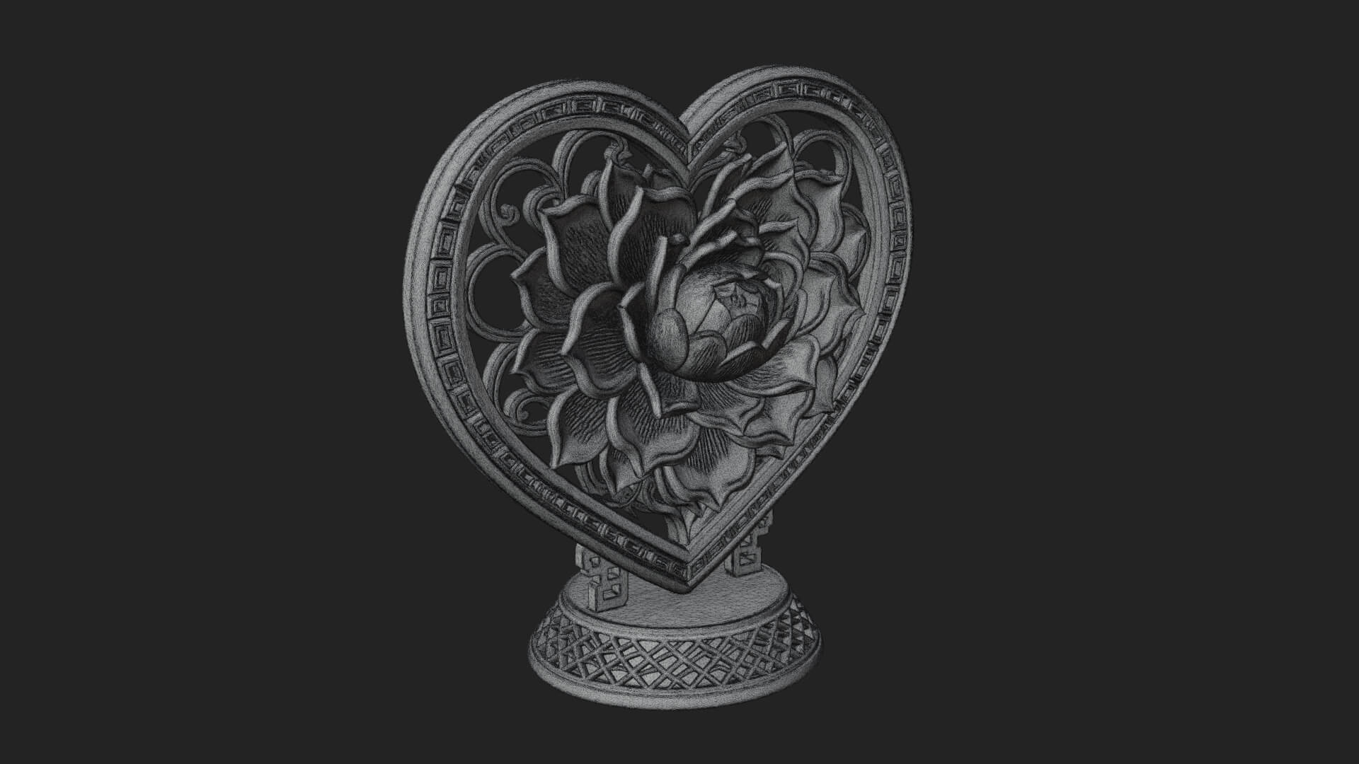 Ornate Framed Heart Plaque Design 72 3D Print Model 3D Model