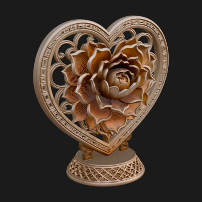 Ornate Framed Heart Plaque Design 72 3D Print Model