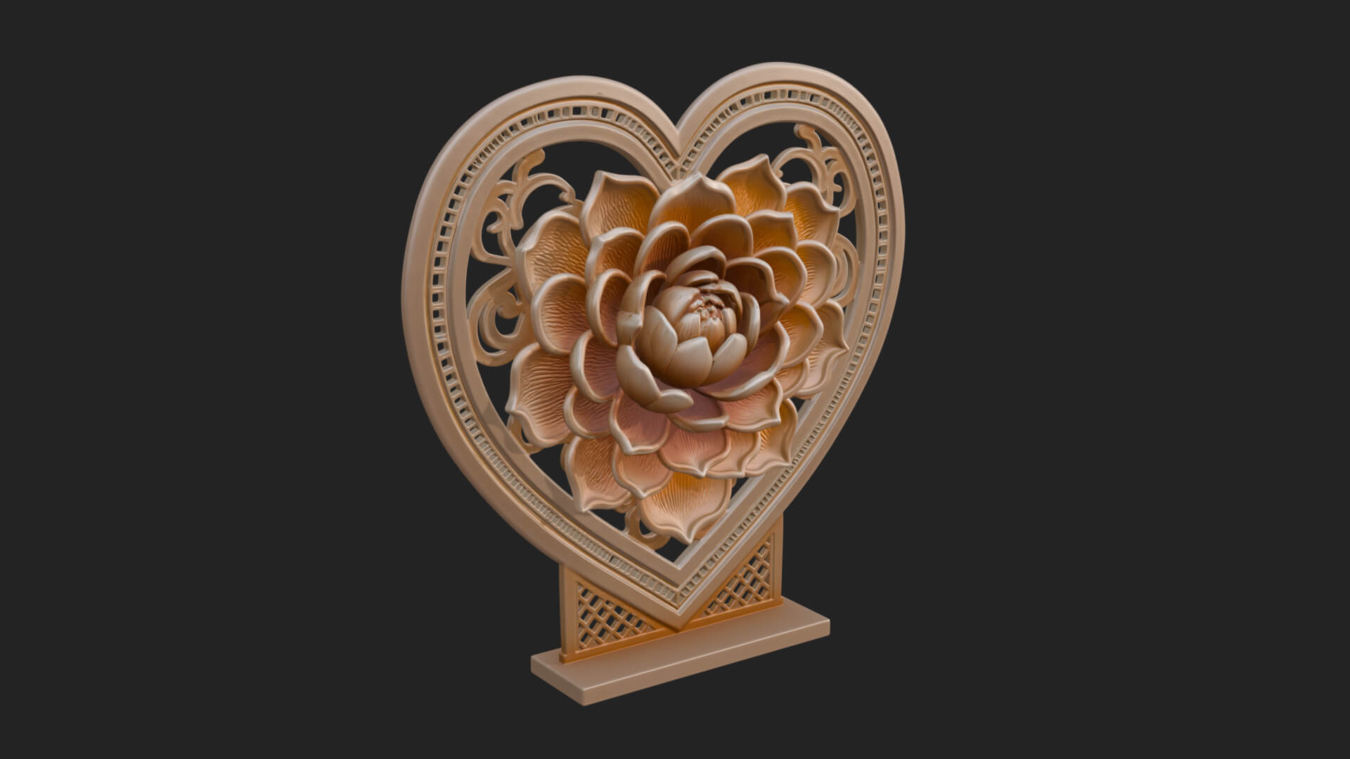 Ornate Framed Heart Plaque Design 73 3D Print Model 3D Model