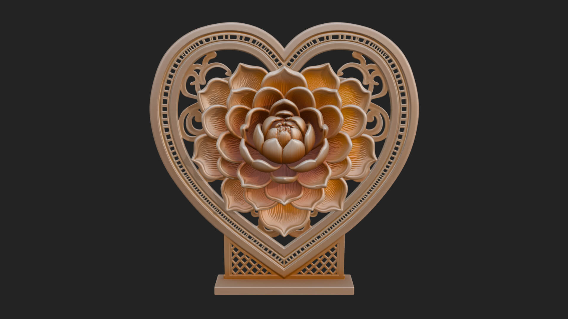 Ornate Framed Heart Plaque Design 73 3D Print Model 3D Model