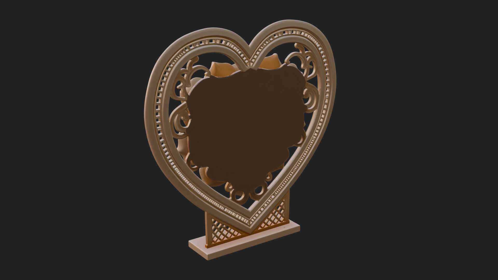 Ornate Framed Heart Plaque Design 73 3D Print Model 3D Model