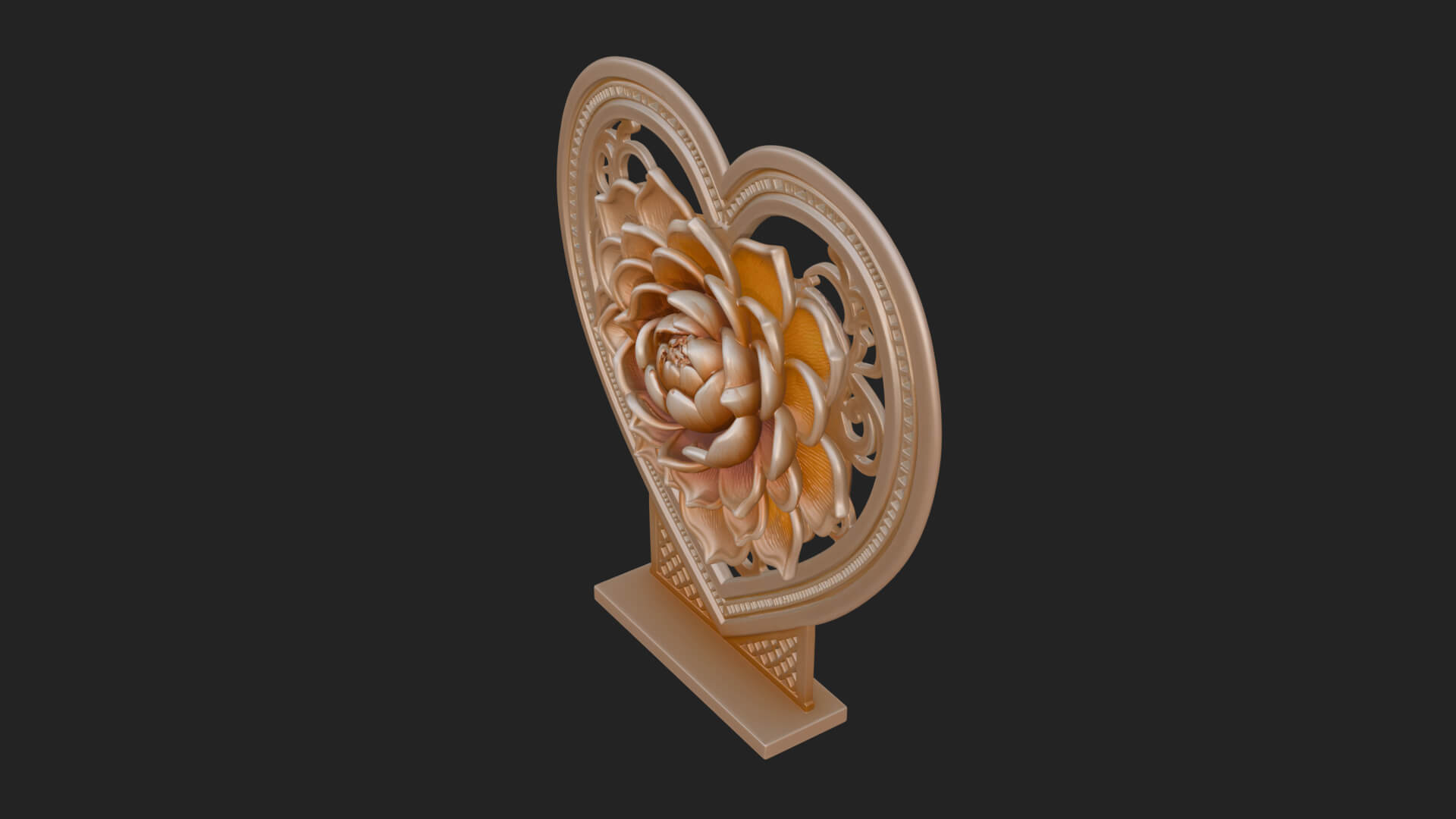 Ornate Framed Heart Plaque Design 73 3D Print Model 3D Model