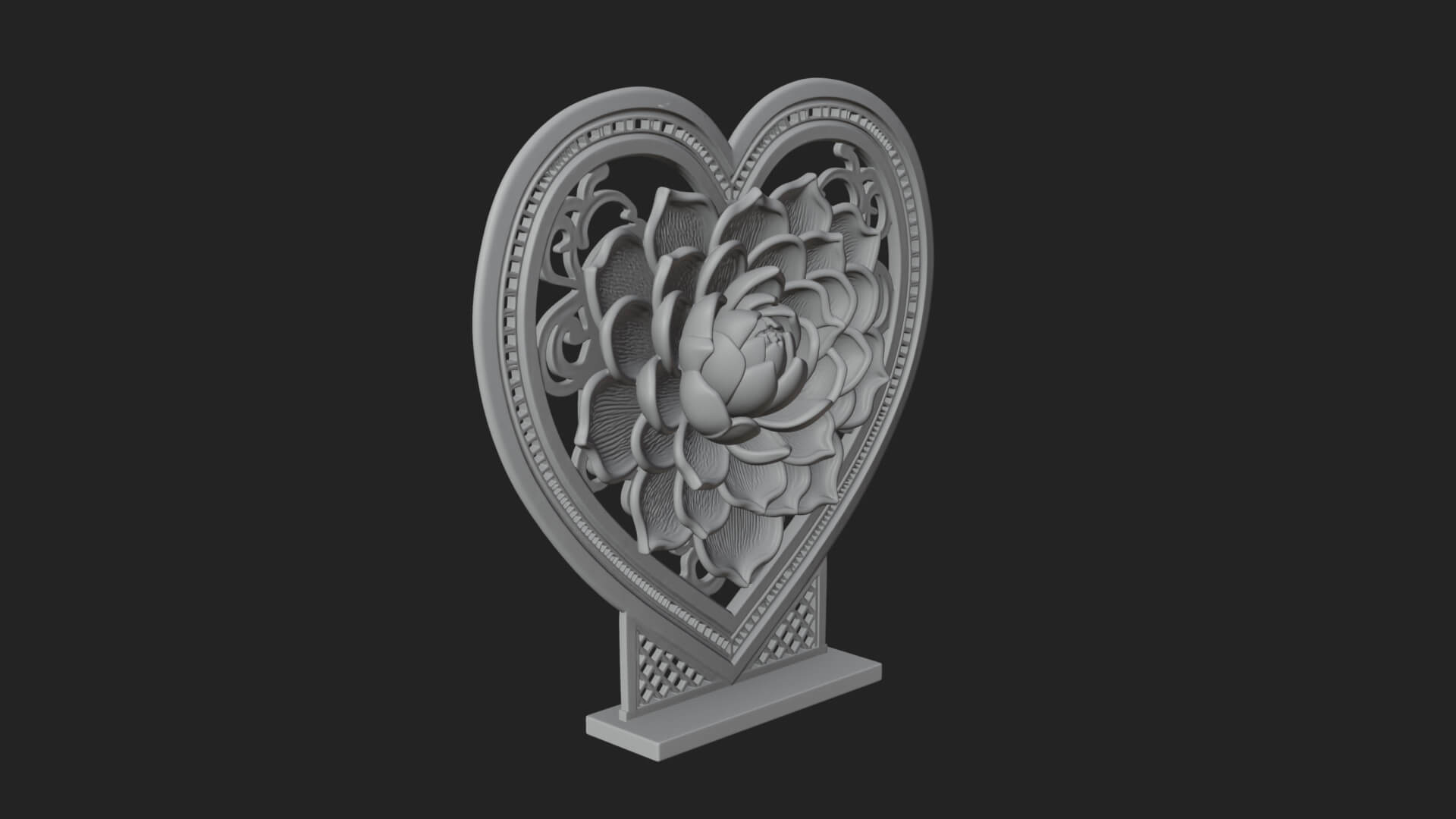 Ornate Framed Heart Plaque Design 73 3D Print Model 3D Model