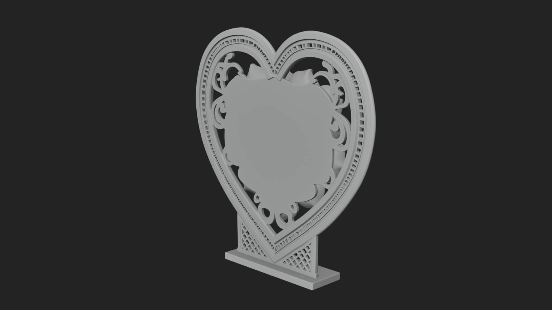 Ornate Framed Heart Plaque Design 73 3D Print Model 3D Model