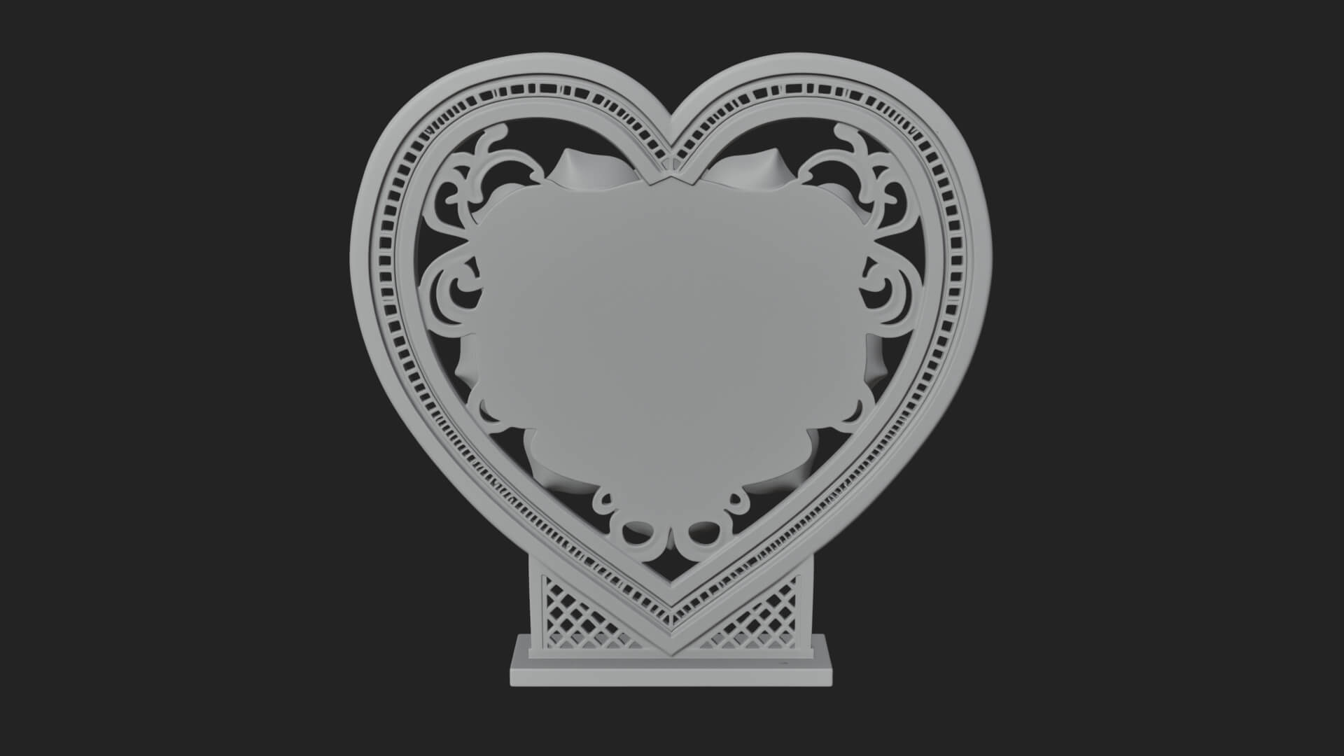 Ornate Framed Heart Plaque Design 73 3D Print Model 3D Model