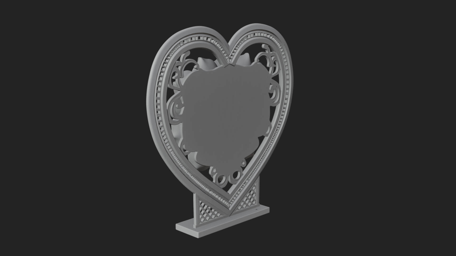 Ornate Framed Heart Plaque Design 73 3D Print Model 3D Model
