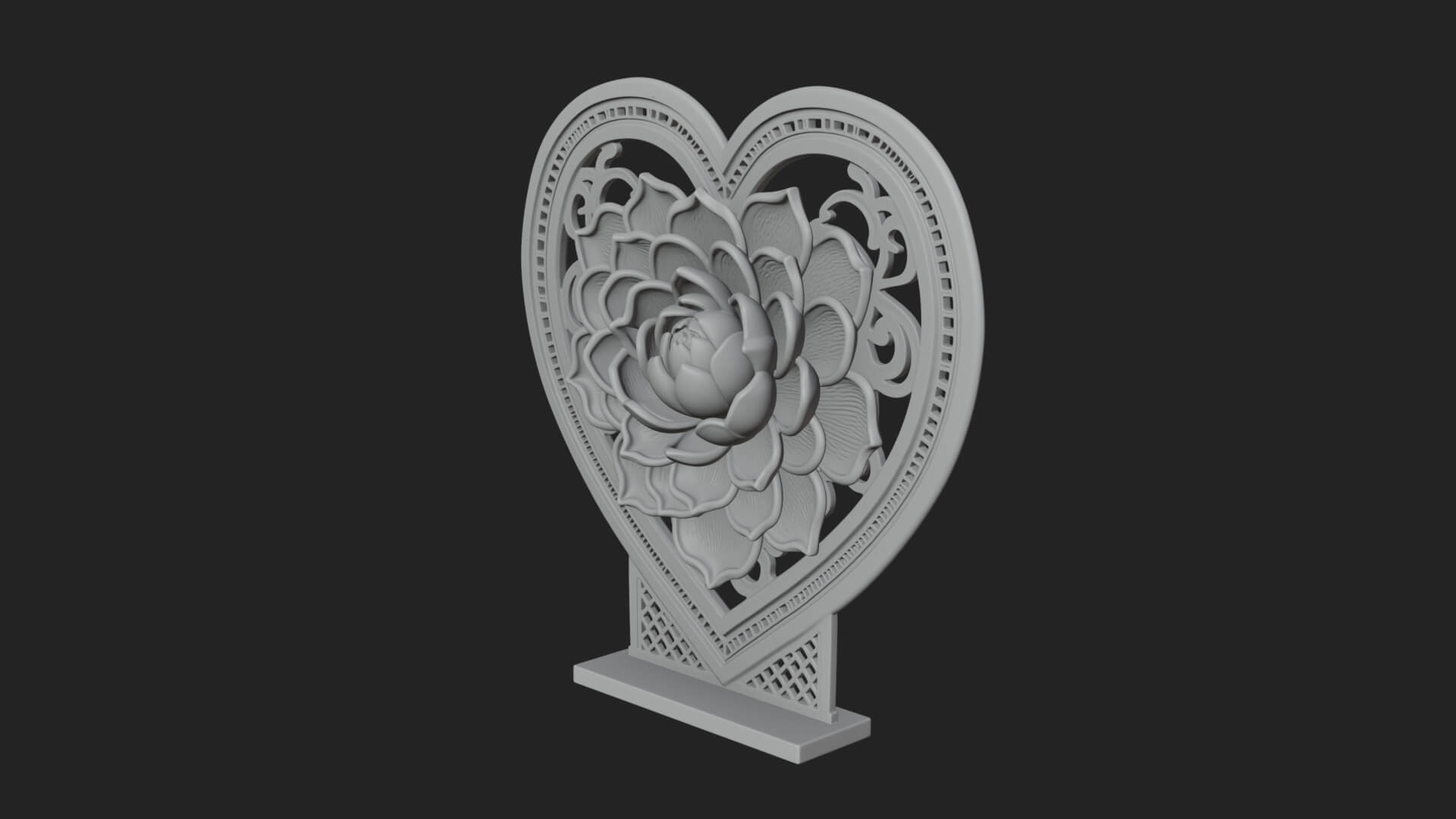 Ornate Framed Heart Plaque Design 73 3D Print Model 3D Model