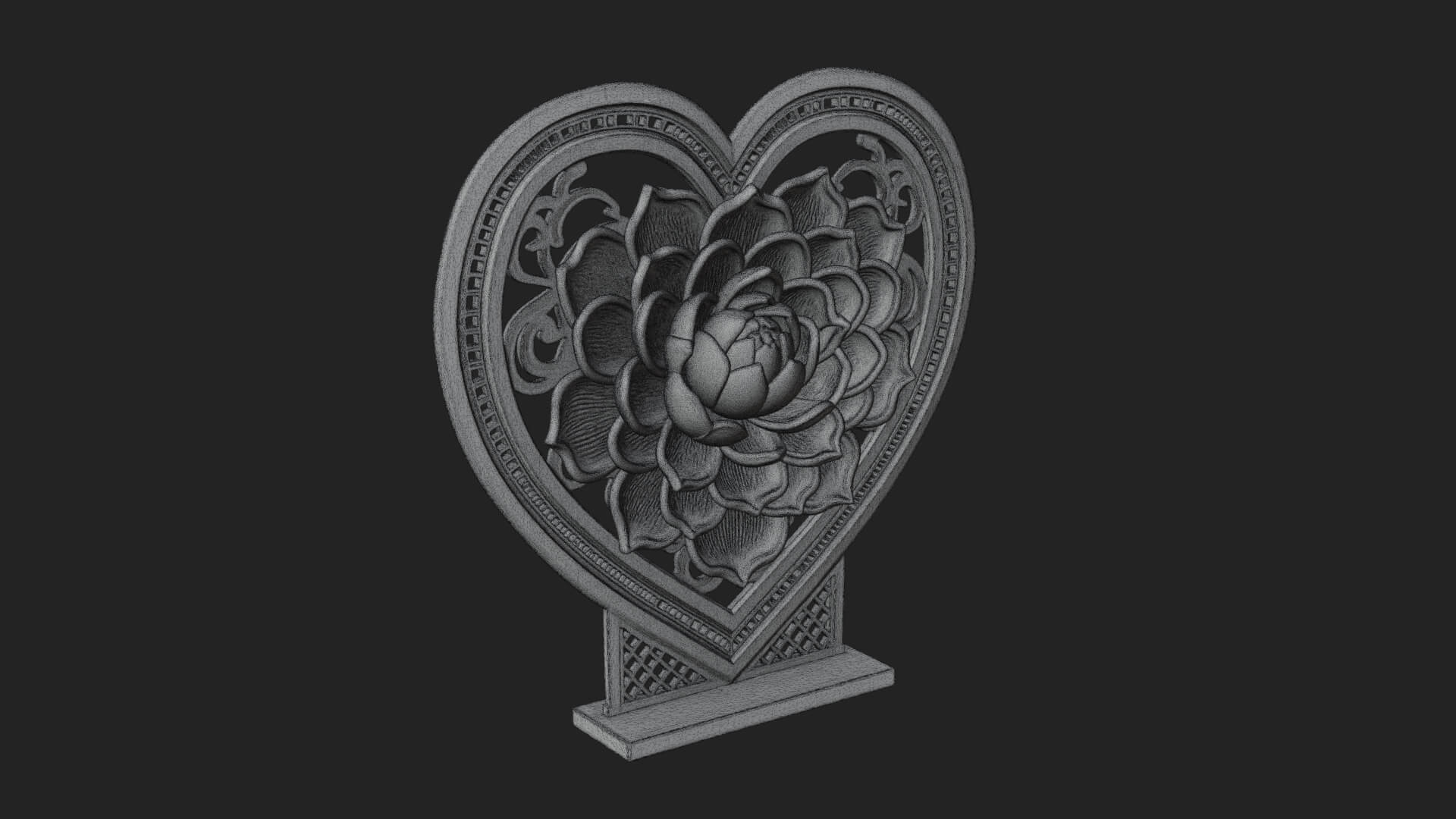 Ornate Framed Heart Plaque Design 73 3D Print Model 3D Model