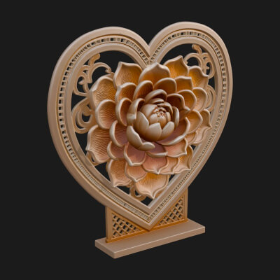 Ornate Framed Heart Plaque Design 73 3D Print Model