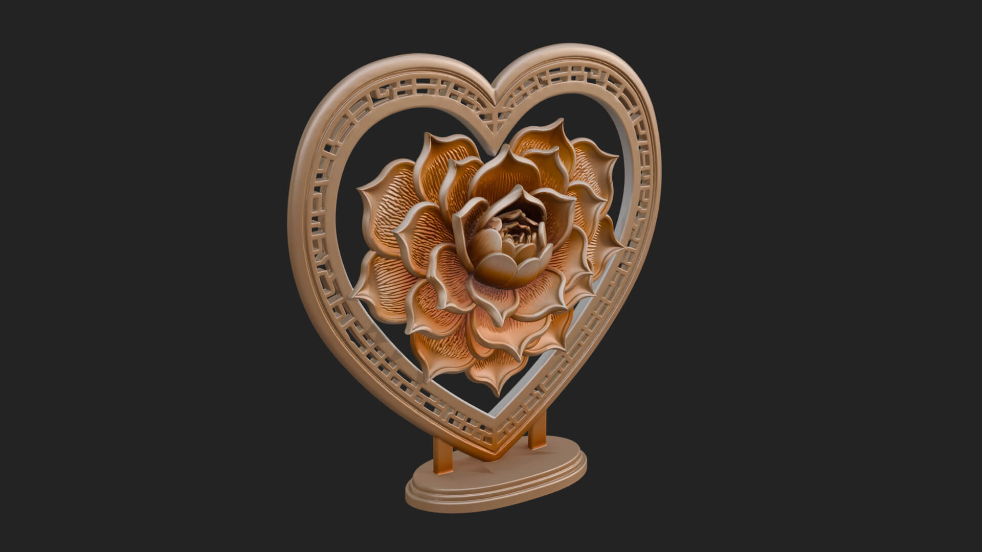 Ornate Framed Heart Plaque Design 74 3D Print Model 3D Model