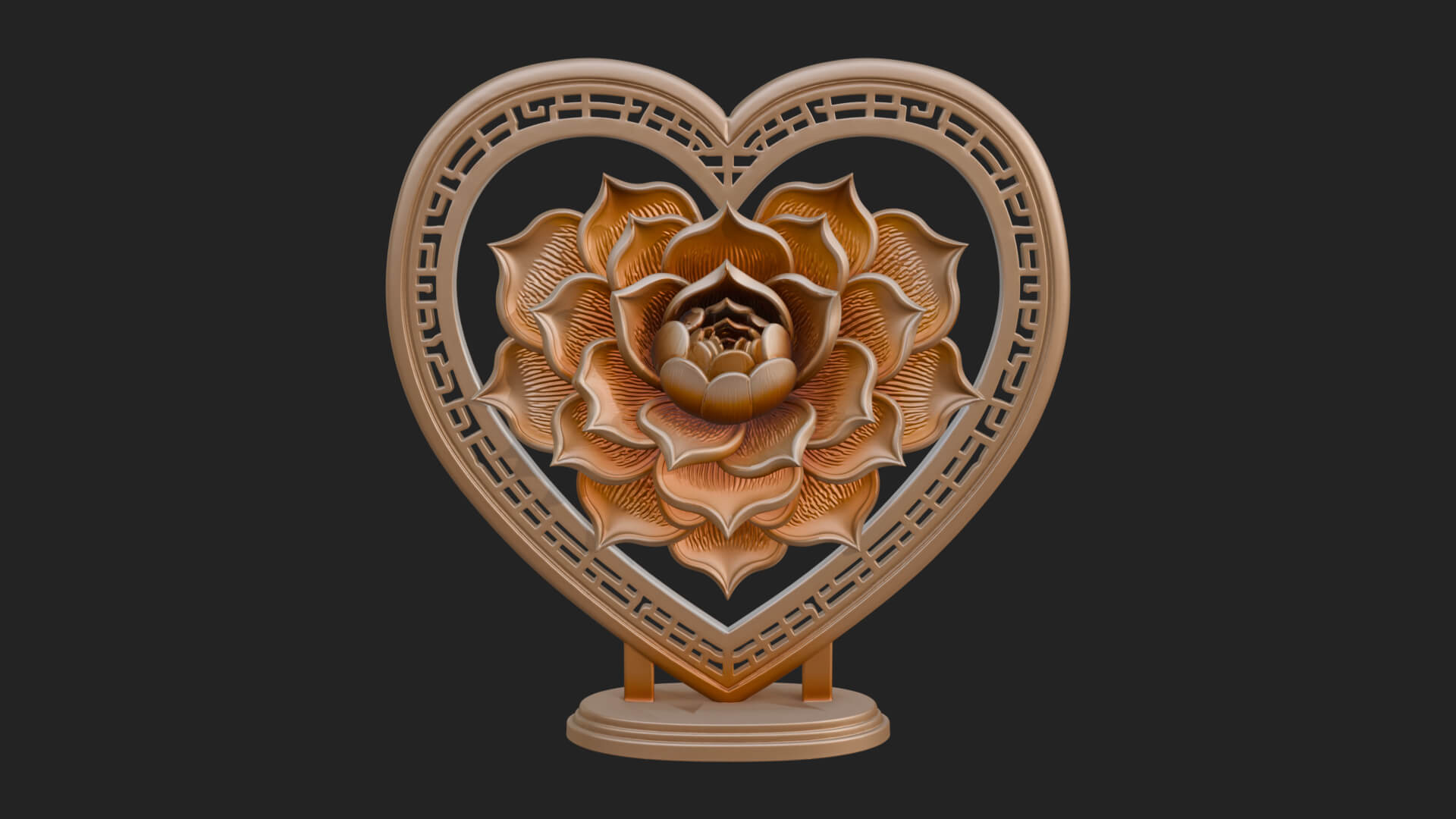Ornate Framed Heart Plaque Design 74 3D Print Model 3D Model