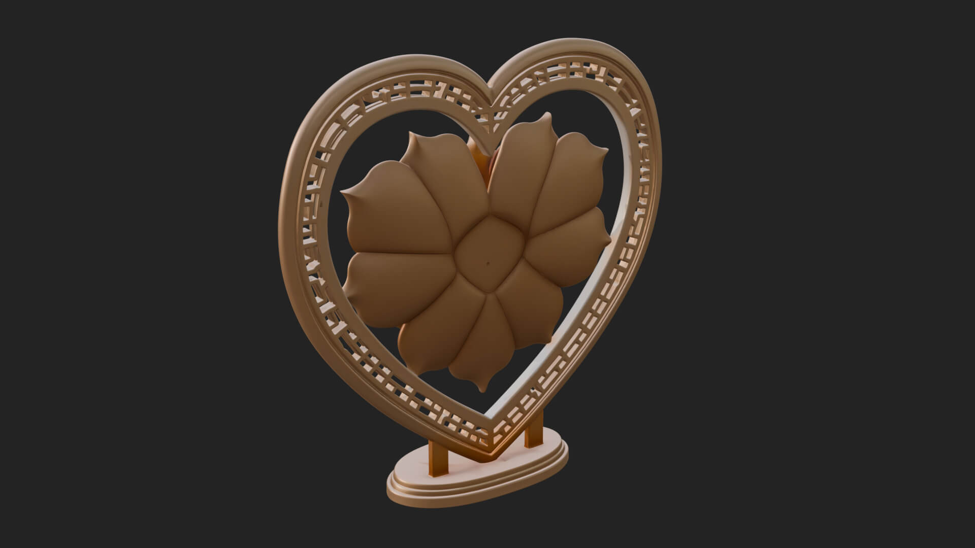 Ornate Framed Heart Plaque Design 74 3D Print Model 3D Model
