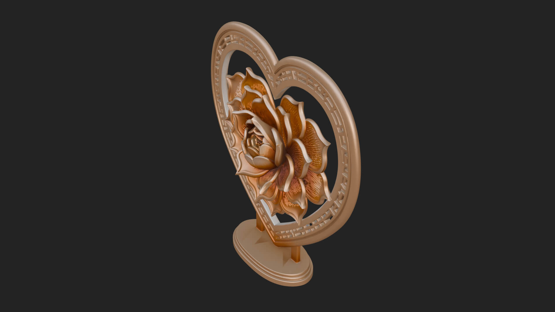 Ornate Framed Heart Plaque Design 74 3D Print Model 3D Model