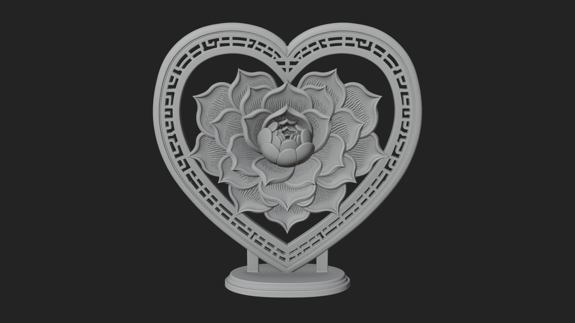 Ornate Framed Heart Plaque Design 74 3D Print Model 3D Model