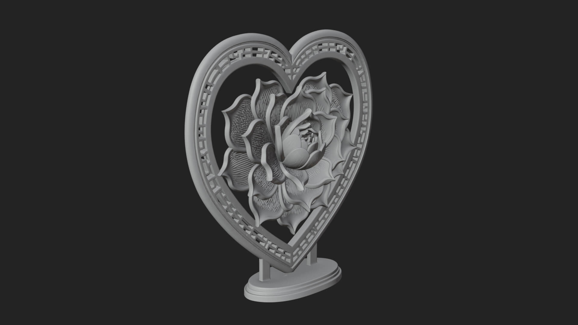Ornate Framed Heart Plaque Design 74 3D Print Model 3D Model