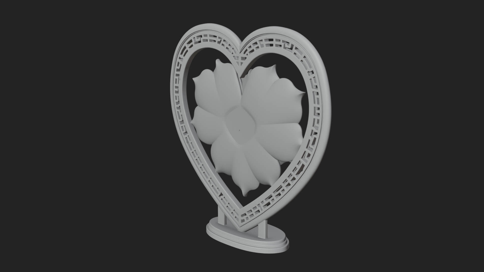 Ornate Framed Heart Plaque Design 74 3D Print Model 3D Model