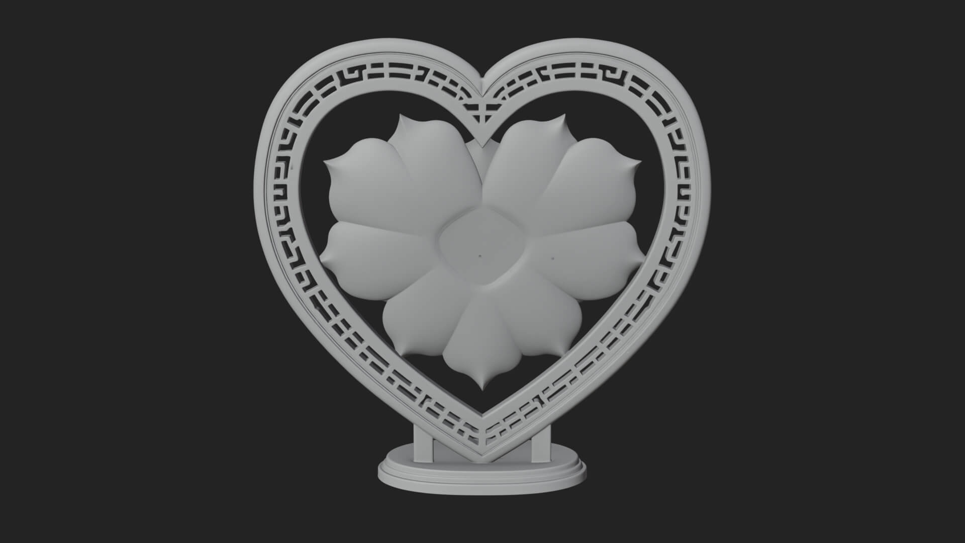 Ornate Framed Heart Plaque Design 74 3D Print Model 3D Model