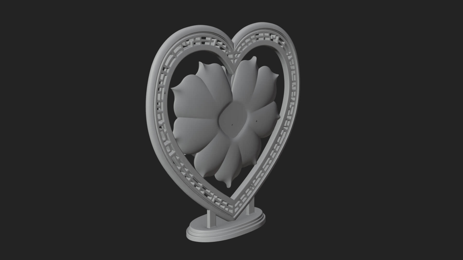 Ornate Framed Heart Plaque Design 74 3D Print Model 3D Model