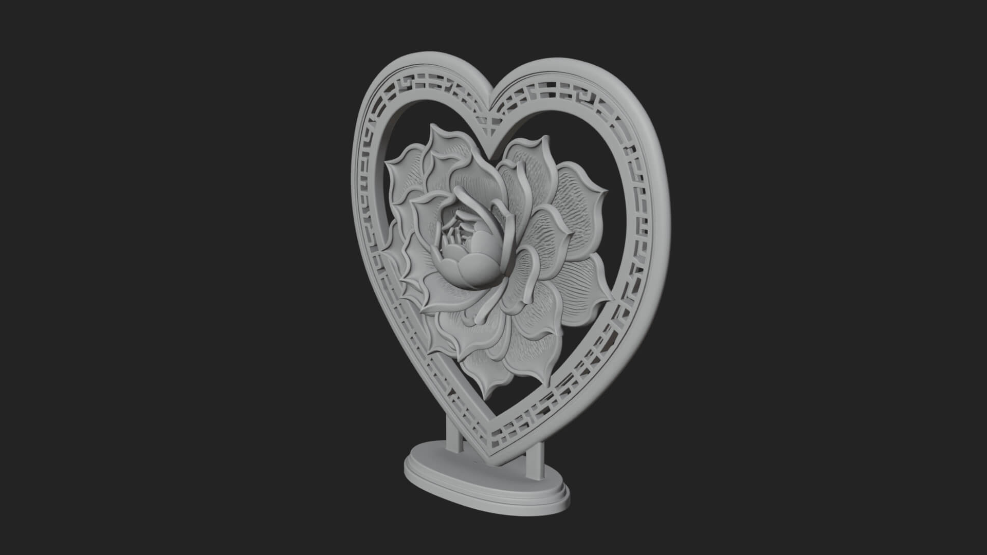 Ornate Framed Heart Plaque Design 74 3D Print Model 3D Model