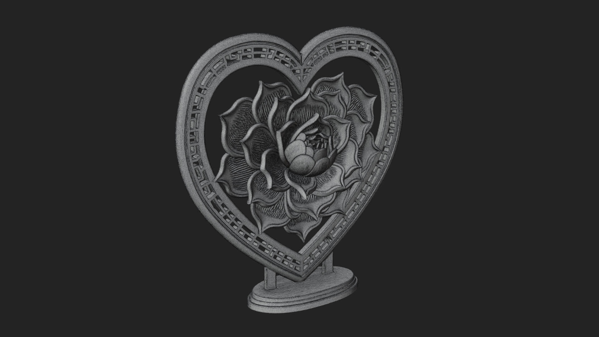 Ornate Framed Heart Plaque Design 74 3D Print Model 3D Model