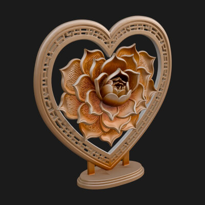 Ornate Framed Heart Plaque Design 74 3D Print Model